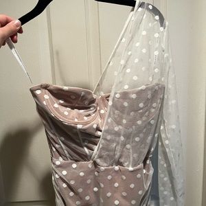 One shoulder mini polka-dot dress